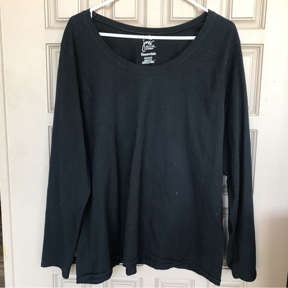 JMS Hanes Essentials TEE Sz2X/2XG Long Sleeves Black/Blue Excellent Condition